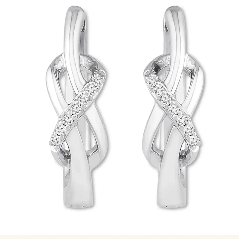 925 Silver With 10 genuine diamonds on each earring. - Picture 2 of 3